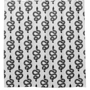 Folk Art Textured Grungy Witchy Snake black white