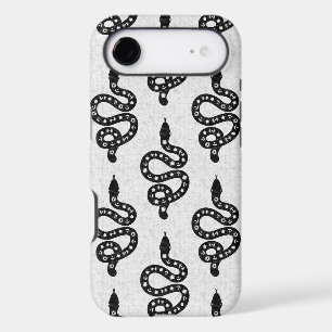 Folk Art Textured Grungy Witchy Snake black white