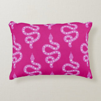 Folk Art Textured Grungy Witchy Snake pinks Accent Pillow