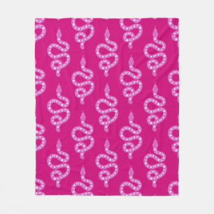 Folk Art Textured Grungy Witchy Snake pinks Fleece Blanket