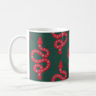 Folk Art Textured Grungy Witchy Snake red green Coffee Mug