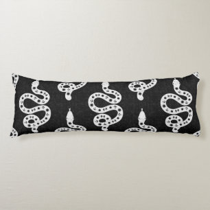 Folk Art Textured Grungy Witchy Snake white black Body Pillow