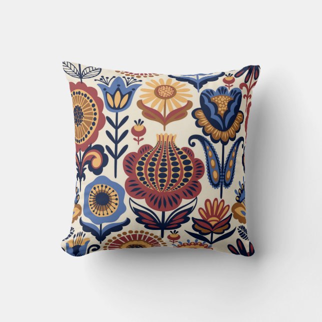 Folk Art Throw Pillow (Front)
