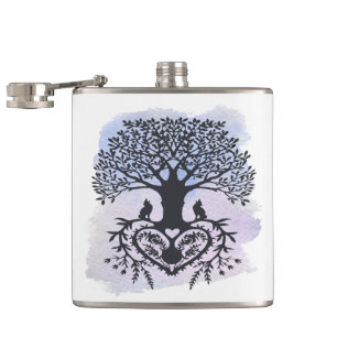 Folk Art Tree of Life Hip Flask