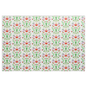 Folk Art Tulip and Birds Fabric