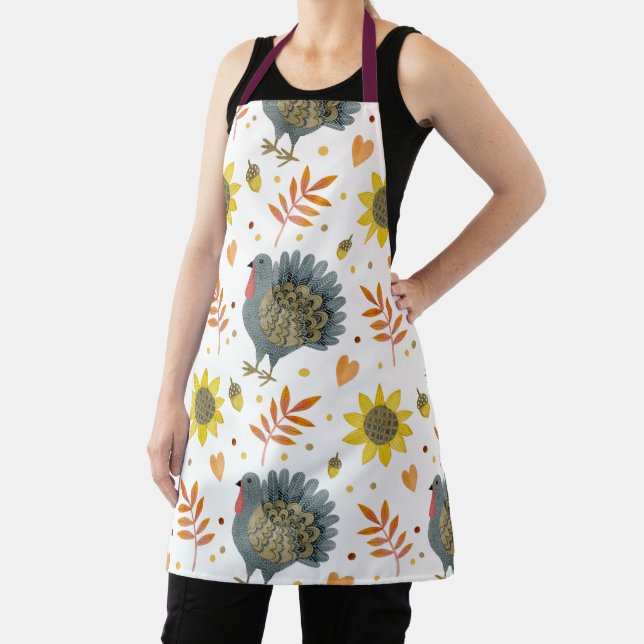 Folk Art Turkeys Apron (Insitu)
