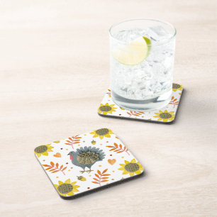 Folk Art Turkeys Coaster