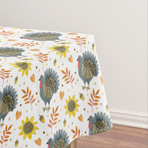 Folk Art Turkeys Tablecloth