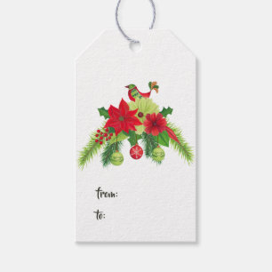 Folk Art Watercolor Floral Christmas Gift Tags