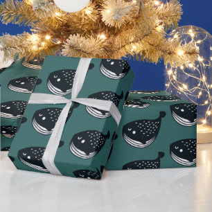 Folk Art Whale Pattern Wrapping Paper