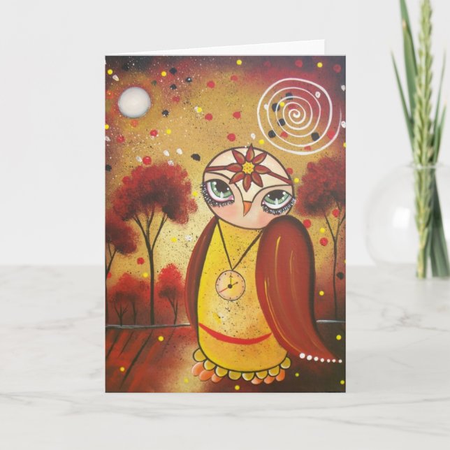 FOLK ART What's The Time BY LORI greeting card (Front)