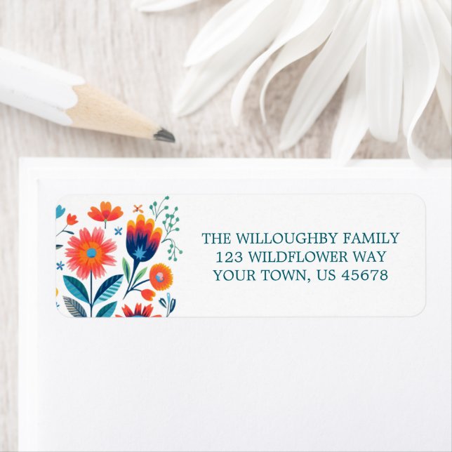 Folk Art Wildflower Return Address (Insitu)