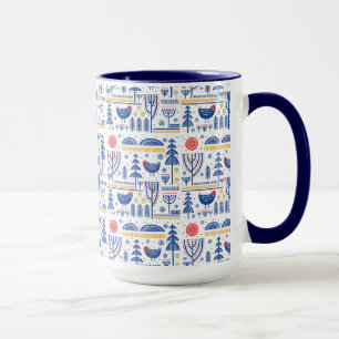 Folk Art Winter Bird Pattern Mug