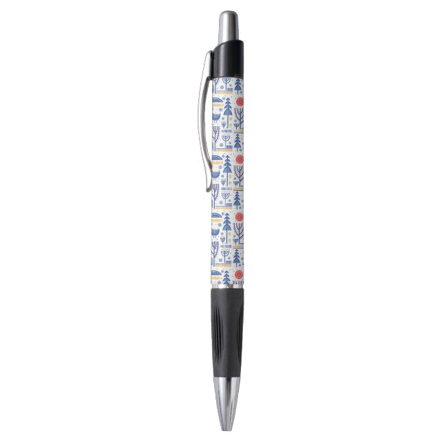 Folk Art Winter Bird Pattern Pen (Top (Vertical))