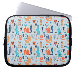 Folk Art Woodland Animal Pattern Laptop Sleeve
