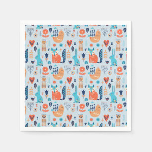 Folk Art Woodland Animal Pattern Napkin