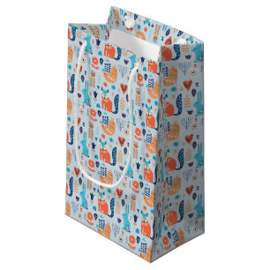 Folk Art Woodland Animal Pattern Small Gift Bag