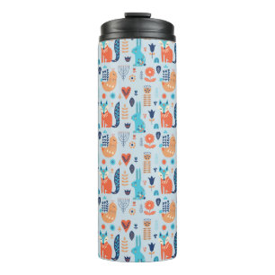Folk Art Woodland Animal Pattern Thermal Tumbler