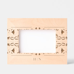 Folk Bird Floral Monogram  Etched Frames
