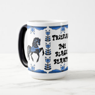 Folk blue/black stallion, Friesian horse Magic Mug