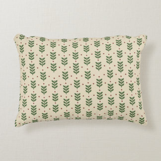 Folk Botanical Leaves Seamless Pattern Accent Pillow