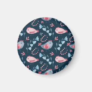 Folk Chickens: Watercolor Seamless Pattern. Magnet