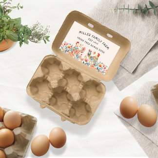 Folk Colourful Chicken Egg Carton Sticker