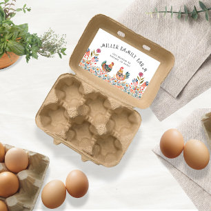 Folk Colourful Family Farm Chicken Egg Carton Sticker