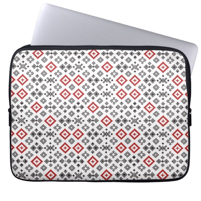 Folk Cross Stitch Seamless Pattern Laptop Sleeve (Front)