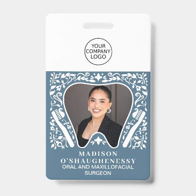 Folk Dentist logo Modern Business Photo Badge (Front)