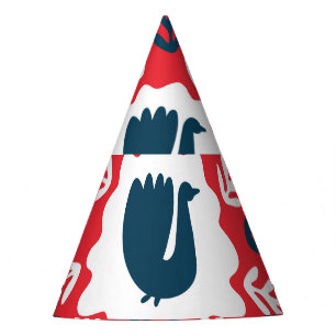 Folk Doodle Art Christmas Tile Party Hat