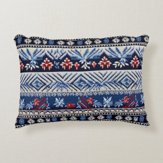 Folk Embroidery Stripe Pattern Accent Pillow