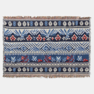 Folk Embroidery Stripe Pattern Throw Blanket
