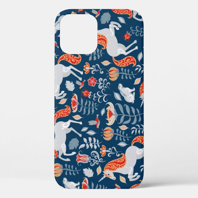 Folk Fantasy: Unicorns, Rabbits, Birds Case-Mate iPhone Case (Back)