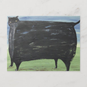 Folk Fat Cat Postcard