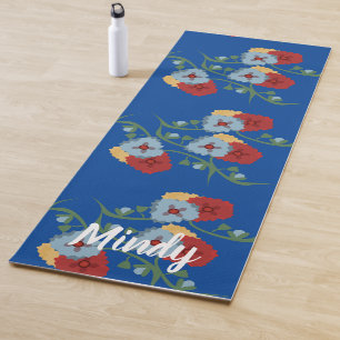 Folk Floral Botanical Yoga Mat