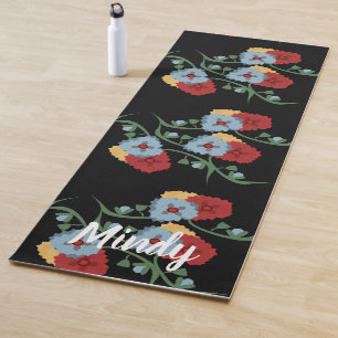 Folk Floral Botanical Yoga Mat