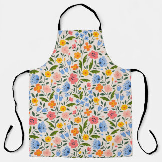 Folk Floral: Colourful Small Patterns Apron
