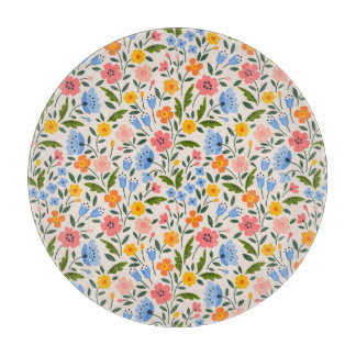 Folk Floral: Colourful Small Patterns Cutting Board