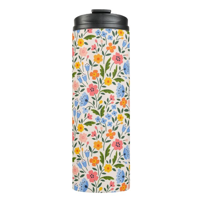 Folk Floral: Colourful Small Patterns Thermal Tumbler (Front)