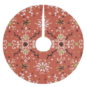 Folk Floral: Colourful Talavera Pattern. Brushed Polyester Tree Skirt