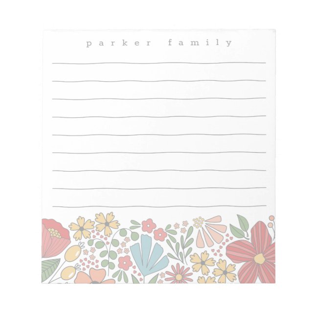 folk floral personalized notepad (Front)