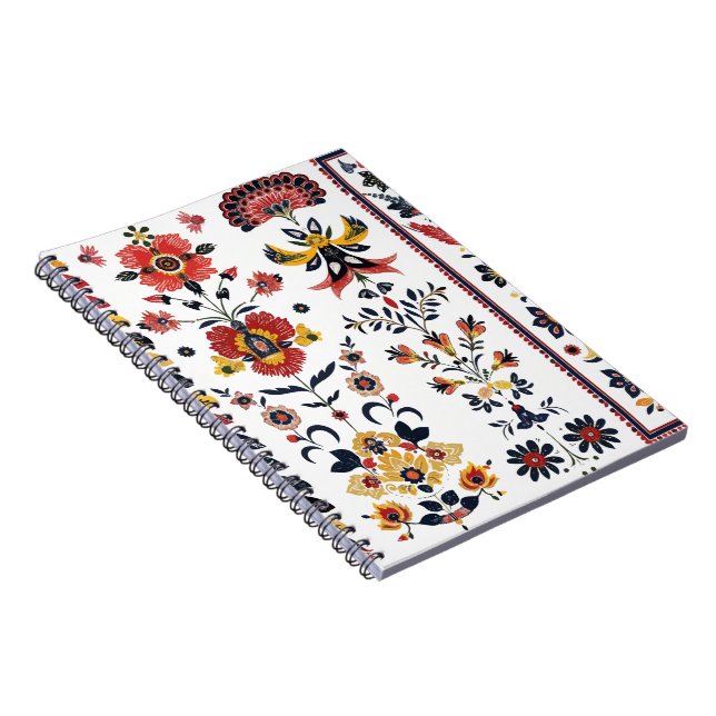 Folk Floral Spiral Notebook Boho Botanical Folk  (Right Side)