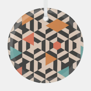 Folk Floral Symmetric Digital Gouache Glass Ornament