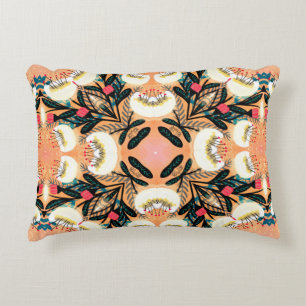 Folk floral symmetric seamless pattern hand painte accent pillow