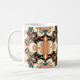 Folk floral symmetric seamless pattern hand painte coffee mug