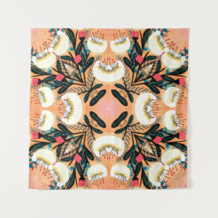 Folk floral symmetric seamless pattern hand painte tapestry
