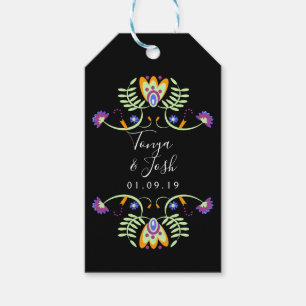 Folk Floral Wedding Flowers   Mexican Bold Colours Gift Tags