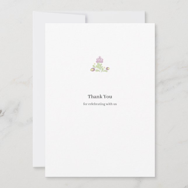 Folk Floral Wedding Thank You Minimal Design (Front)