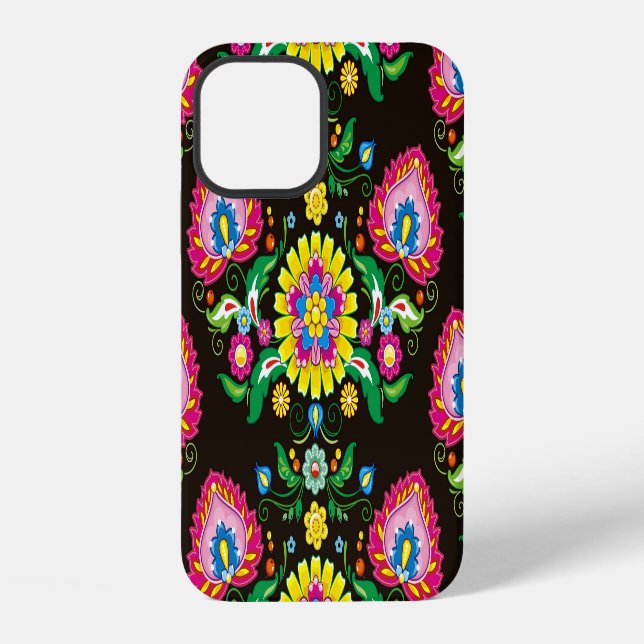 Folk flourish pattern: retro colourful tiles iPhone case (Back)